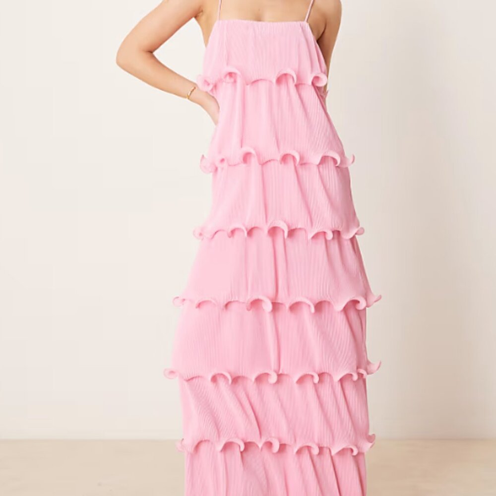 ASOS Pretty Lavish tiered ruffle maxi dress US8